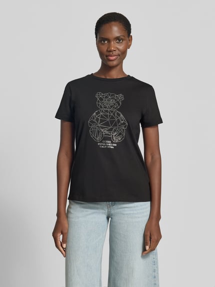GUESS Activewear T-Shirt mit Ziersteinbesatz und Rundhalsausschnitt Black 4