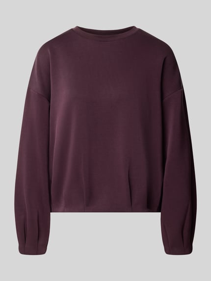 Produktfoto, Oversized Sweatshirt mit Viskose-Anteil von COMMA in dunklem Violett, elastischer Material-Mix, langärmlig, glatte Textur