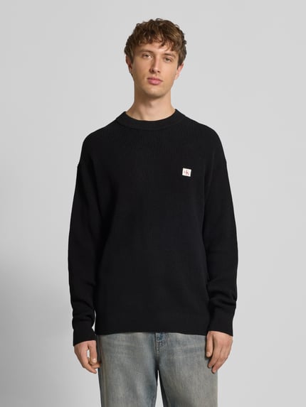 Calvin Klein Jeans Gebreide pullover met structuurmotief en ronde hals Zwart - 4