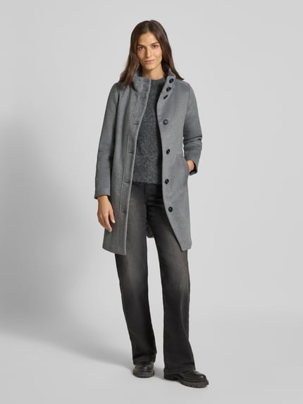 s.Oliver RED LABEL Slim Fit Mantel mit Woll-Anteil Hellgrau Melange 1