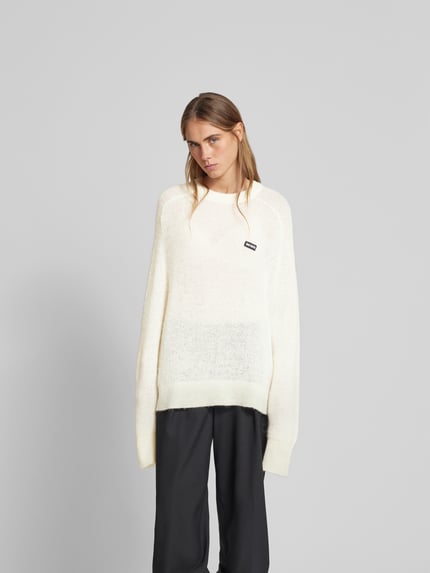 ROTATE Sweter o kroju oversized z dodatkiem wełny Beżowy 4