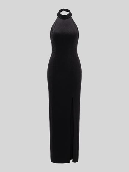 Jake*s Cocktail Maxi Abendkleid aus Polyester-Mix mit Neckholder und Beinschlitz Black 2