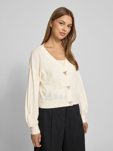 GUESS Gebreid jack van viscosemix met V-hals, model 'LYLA' Wit - 3