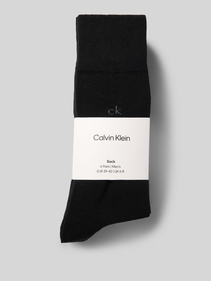 Produktfoto, schwarze Socken aus Baumwoll-Mix im 6er-Pack Modell 'SOCK 6P' von CK Calvin Klein, glatte Textur, Herren Socken