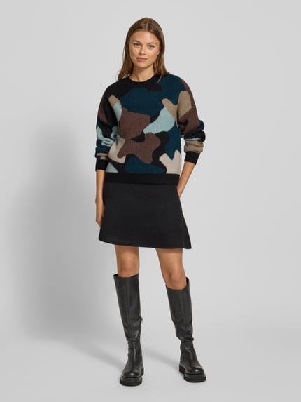 Tom Tailor Denim Regular Fit Strickpullover mit Allover-Muster Schoko 1