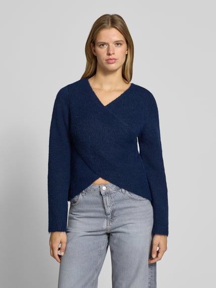 ONLY Sweter o kroju regular fit w stylu kopertowym model 'ONLMAGGIE' Granatowy melanż 4
