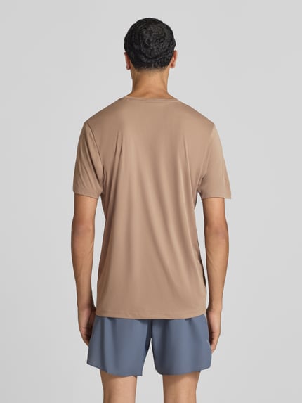 adidas Training Regular fit sport-t-shirt met logoprint model 'Run Ess Tee M' Kaki - 5