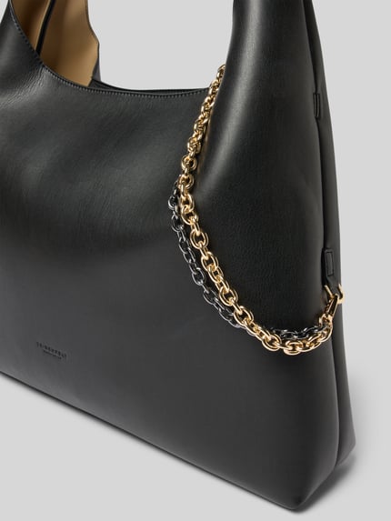 Seidenfelt Handtasche mit Label-Detail Modell 'LAINIO' Black 3