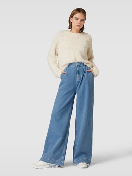 NOISY MAY® Flared jeans met knoop- en ritssluiting, model 'KENJA' Jeansblauw - 1