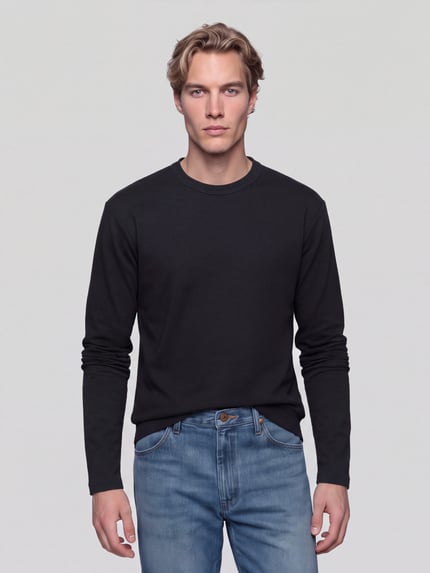 Marc O'Polo DENIM Langarmshirt mit geripptem Rundhalsausschnitt Black 4
