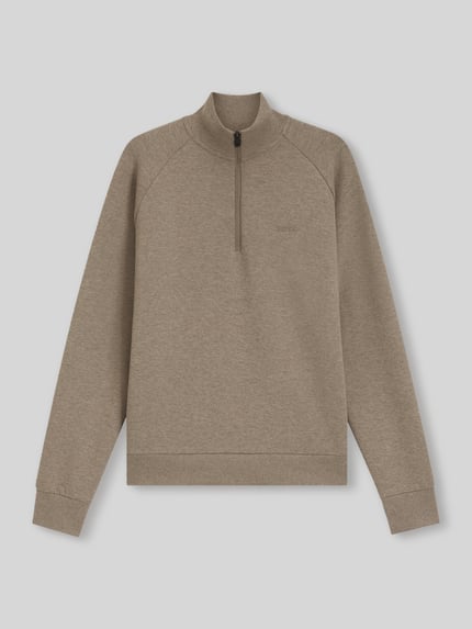 BOSS Green Sweatshirt mit halblangem Reißverschluss Beige 2