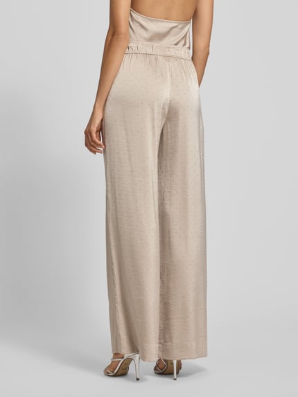 mbyM Broek met wijde pijpen en siersteentjes, model 'Asaka' Zand - 5