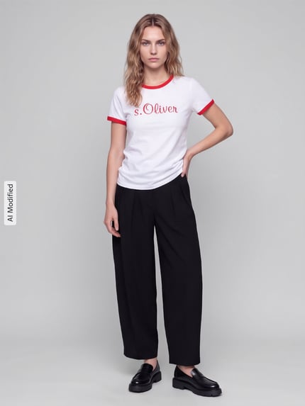 s.Oliver RED LABEL Męski t-shirt o kroju regular fit z czystej bawełny - s.Oliver x Heidi Klum Czerwony 1