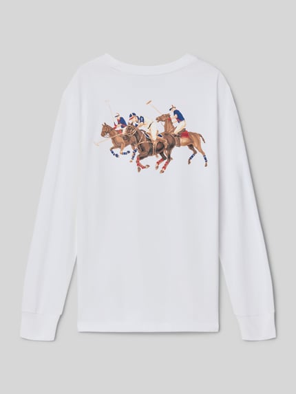 Polo Ralph Lauren Teens Regular Fit Langarmshirt aus reiner Baumwolle Weiss 3