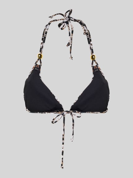Produktfoto, Triangel Bikini mit wattierten Cups Modell 'TOGO MAGO' von DORINA, schwarz gemustert, Material-Mix mit Stretch-Anteil, Schnürung