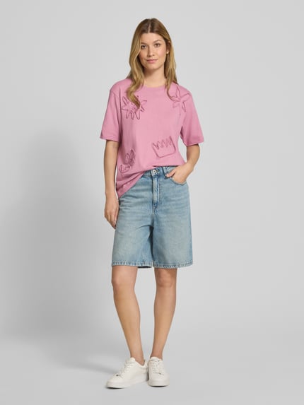 Jake*s Casual T-Shirt mit Applikationen Mauve 1