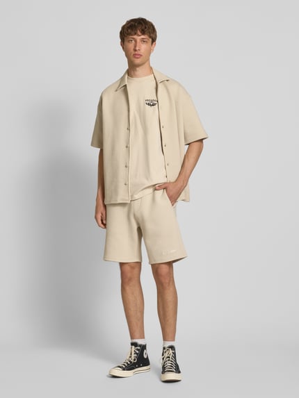PEGADOR Relaxed Fit Freizeithemd mit Strukturmuster Modell 'Tate' Beige 1