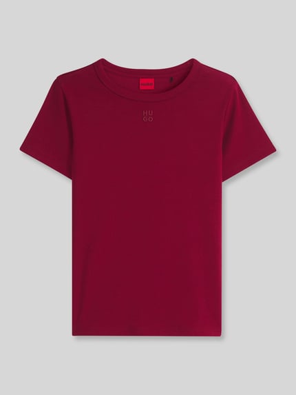 HUGO Regular fit t-shirt van katoenmix model 'Deloris' Donkerrood - 2