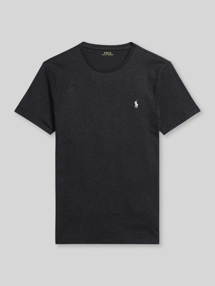 Produktfoto, Regular Fit T-Shirt aus reiner Baumwolle von Polo Ralph Lauren in Schwarz, unifarben, Logo-Stitching, kurzarm, Jersey-Textur