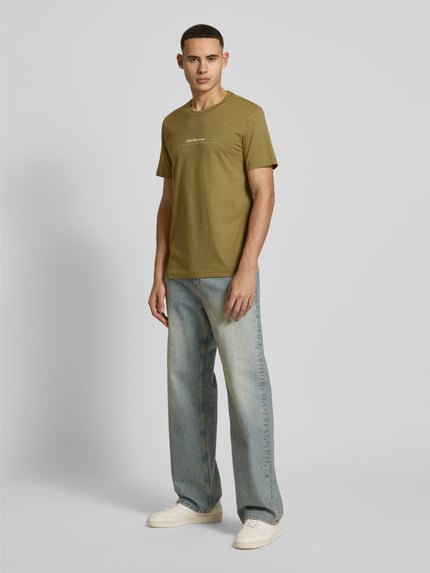 Calvin Klein Jeans T-shirt met labelprint Olijfgroen - 1