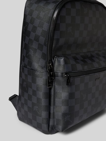 Produktfoto, Rucksack mit Logo-Print Modell 'miko' von JOOP! COLLECTION, schwarz-graues Karomuster, strukturierte Oberfläche