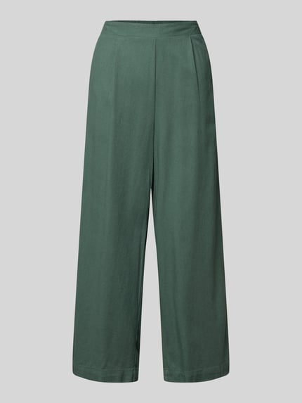 Produktfoto, grüne Regular Fit Culotte aus Viskose-Leinen-Mix Modell 'MYMILO' von Vero Moda, unifarben, Flammgarn, teilelastischer Bund, seitliche Eingrifftaschen