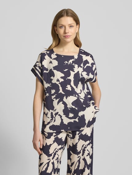 COMMA Blouseshirt met ronde hals Marineblauw - 4