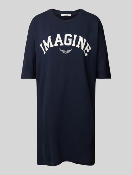 Zadig&Voltaire T-shirtjurk met statementprint, model 'PORTMAN' Marineblauw - 2