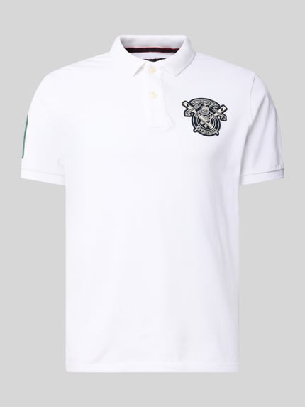 Regular Fit Poloshirt mit Label-Patches Shop The Look MANNEQUINE