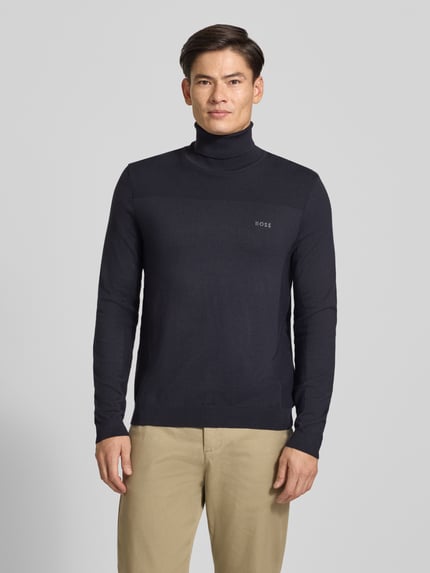 BOSS Green Regular Fit Rollkragenpullover aus Woll-Mix Modell 'Momentum' Marine 4