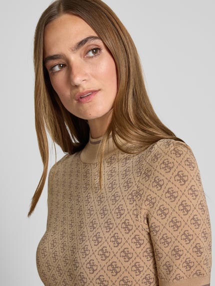 GUESS Mini Strickkleid mit Logo-Muster Modell 'LISE' Sand 3