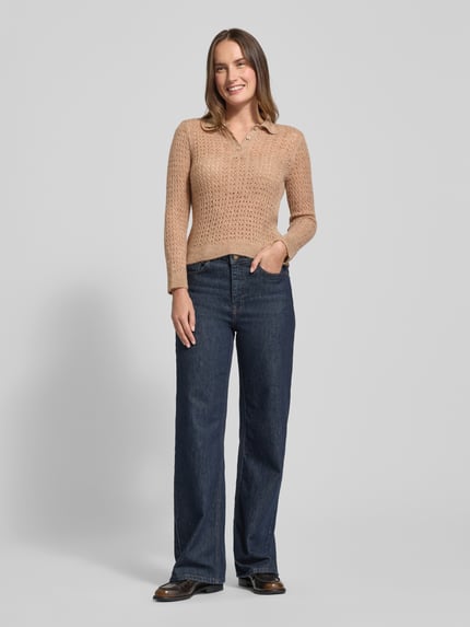 MANGO Strickpullover mit Polokragen Camel 1