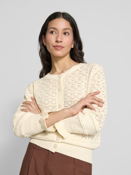 b.young Cardigan met ronde hals, model 'NAJO' Offwhite - 3