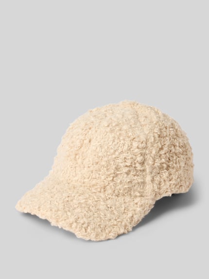 Produktfoto, Basecap aus Teddyfell von Kurt Beines in Beige, verstärkter Schirm, verstellbarer Verschluss, tekstura pluszowa
