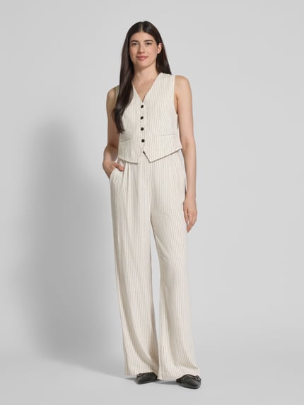 LOLLYS LAUNDRY Stoffen broek met paspelzakken, model 'Tyler' Ecru - 1