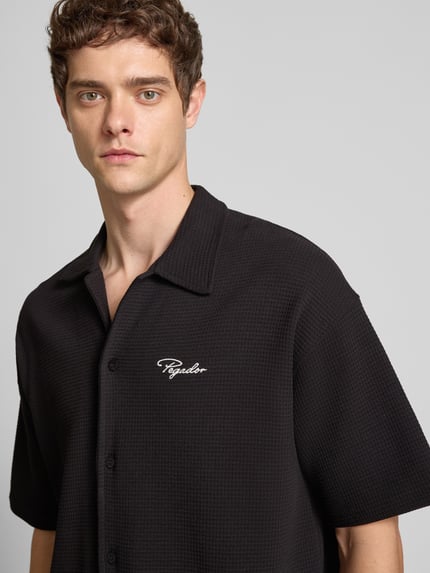 PEGADOR Relaxed Fit Freizeithemd mit Strukturmuster Modell 'SIGNAR' Black 3