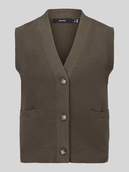 VERO MODA Strickweste mit V-Ausschnitt Dunkelgruen 2