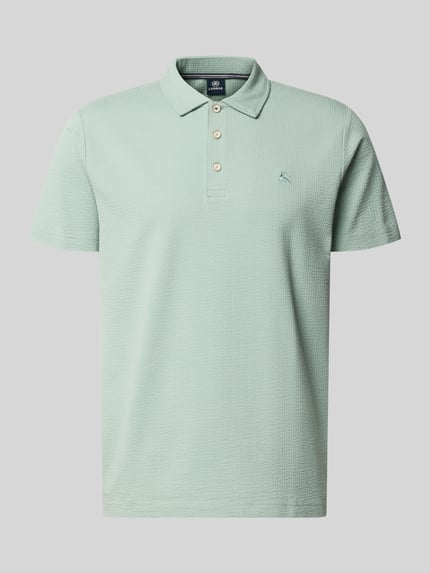 Produktfoto, Regular Fit Poloshirt mit Logo-Stitching von Lerros aus Baumwoll-Mix mit Stretch-Anteil, Polokragen, Strukturmuster, mintgrün