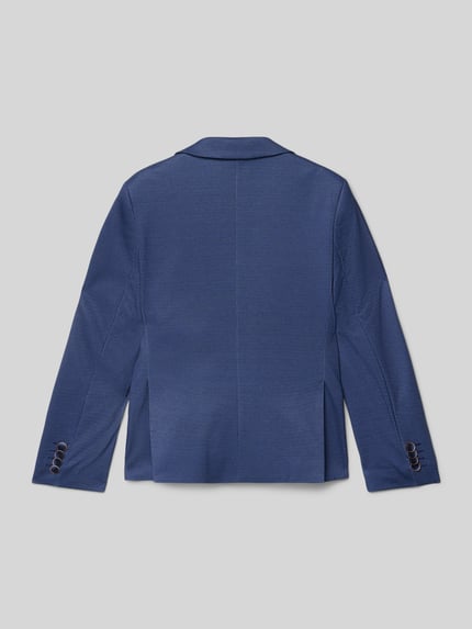 Junge trägt Blazer mit Reverskragen von G.O.L. in Blau, strukturierte Oberfläche, Rückenansicht, Material-Mix mit Viskose-Anteil. Ganzkörperansicht Rückansicht