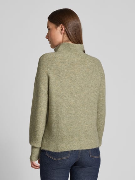 OPUS Sweter z dzianiny o kroju regular fit z mieszanką wełny i moheru, model „Plutton” Miętowy 5