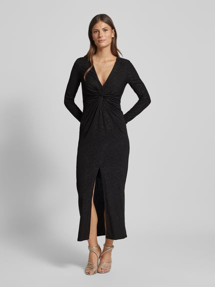 Jake*s Cocktail maxi-jurk met diepe V-hals en met siersteentjes Zwart - 4