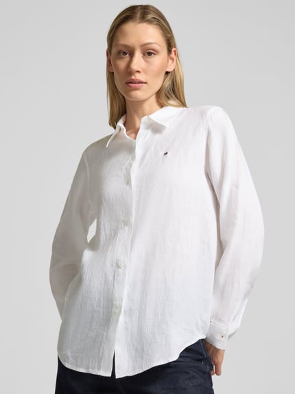 Tommy Hilfiger Relaxed Fit Langarmbluse aus reinem Leinen Weiss 3