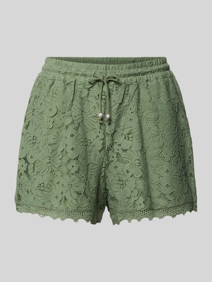 VERO MODA regular fit sweatshorts met kant model 'HONEY' Rietgroen - 2