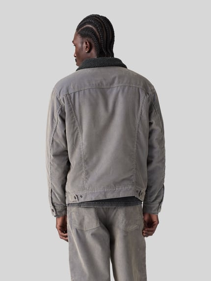 Levi's® Relaxed Fit Jeansjacke aus Baumwoll-Mix mit Teddykragen Khaki 5