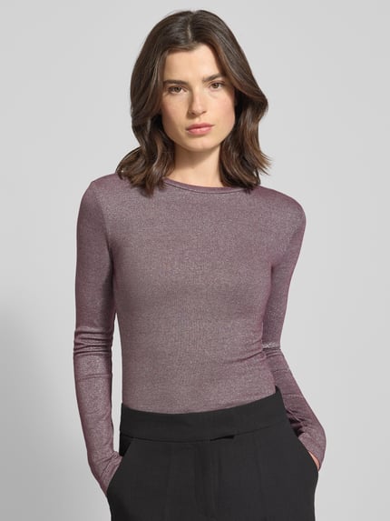 VILA Slim Fit Longsleeve aus Viskose-Mix Modell 'Eleinas' Pflaume 3