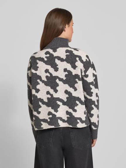 VERO MODA Regular Fit Rollkragenpullover mit Allover-Muster Modell 'HURLEY' Mittelgrau 5