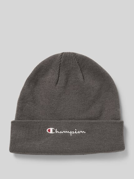 Champion Beanie mit breitem Umschlag und Logo-Stitching Anthrazit 1