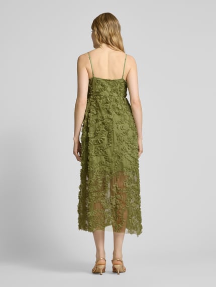 VILA Knielanges Kleid mit Strukturmuster Modell 'LEONORA' Schilf 5