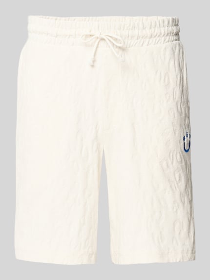 Produktfoto, Regular Fit Shorts aus Frottee von HUGO in Frottee-Optik, Logo-Stitching, Tunnelzug, seitliche Eingrifftaschen vorne, aufgesetzte Tasche hinten.