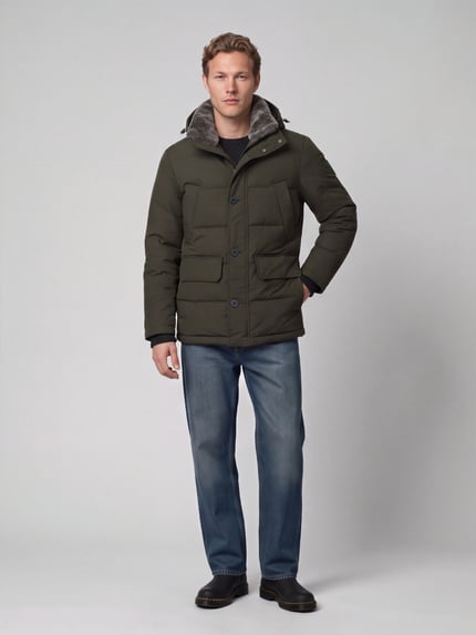 Strellson Regular Fit Steppjacke mit Kapuze Modell 'PIAZZA' Oliv 1